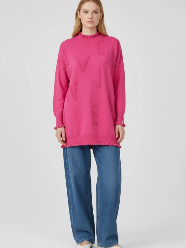 İnvee Viskon Triko Tunik - Fuşya