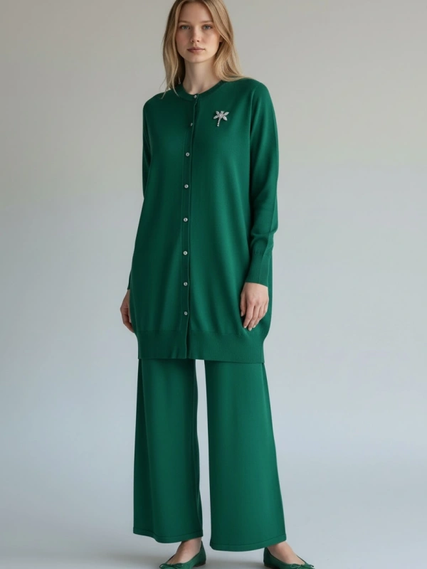 İNVEE Broş Detaylı Triko Hırka - Benetton