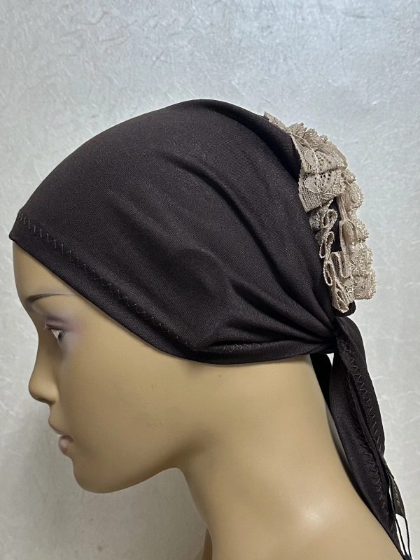 İnvee Dantelli Penye Bone - Kahverengi