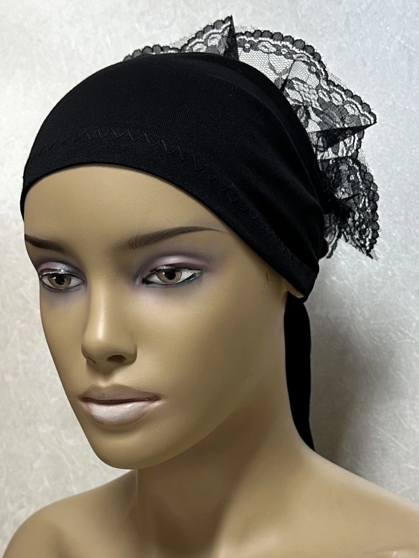 İnvee Dantelli Penye Bone - Siyah