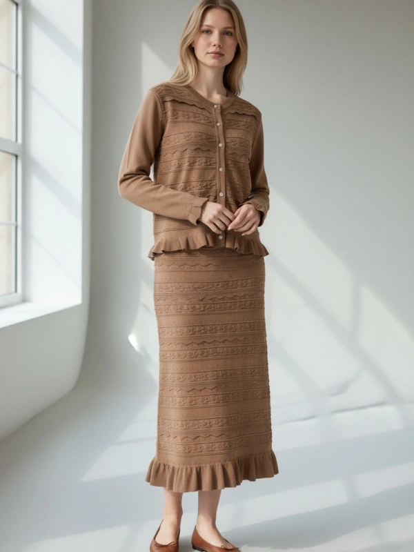 İNVEE Papatya Triko Takım - Toprak