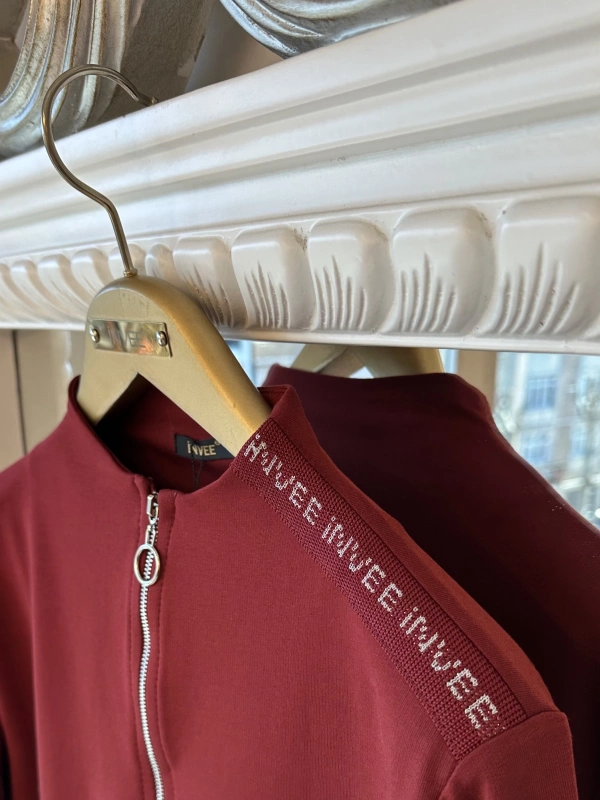 İNVEE Kadın Pamuk Karışımlı Fermuarlı Tunik - Bordo