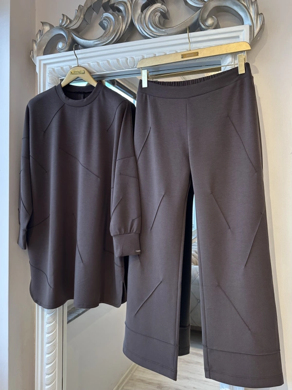 İNVEE Kadın Oversize Takım - Kahverengi