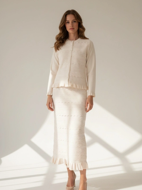 İNVEE Papatya Triko Takım - Vanilya