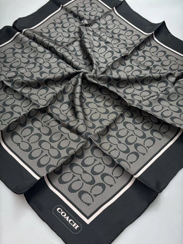 A Kalite Twill İpek Eşarp - Siyah