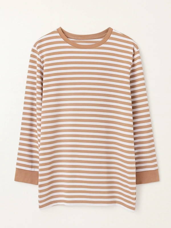 Çizgili Tunik - Camel