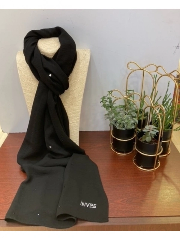 INVEE 1266 Siyah Taşlı Caz Şal