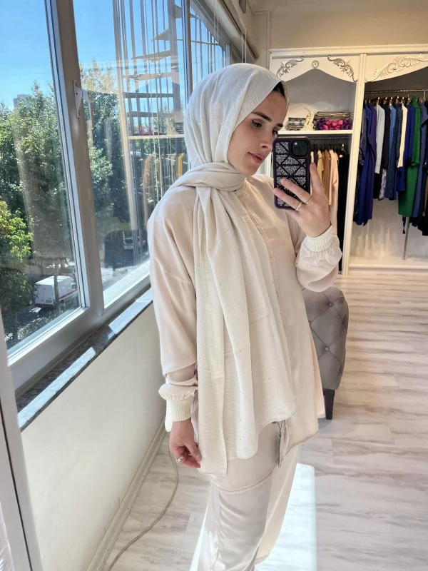 INVEE 1266 Taşlı Caz Bej Şal