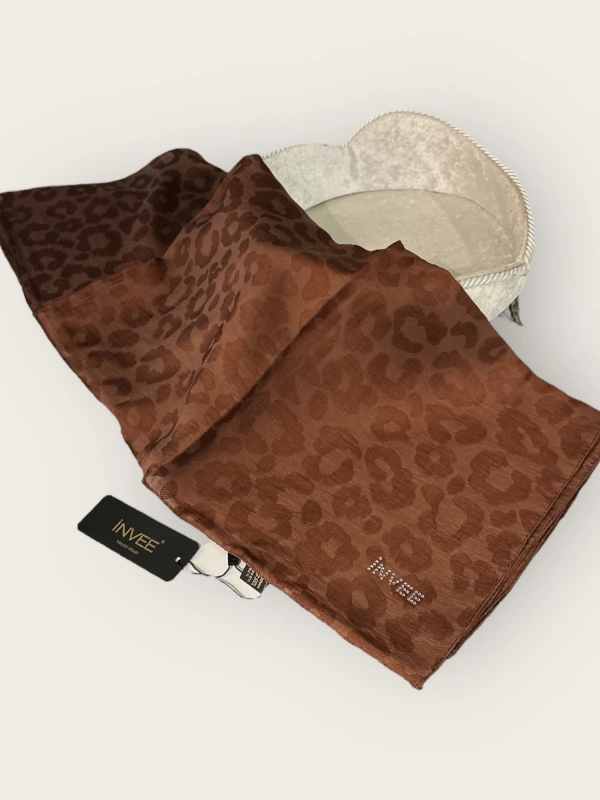 İNVEE 1329 Kahve Leopar Şal