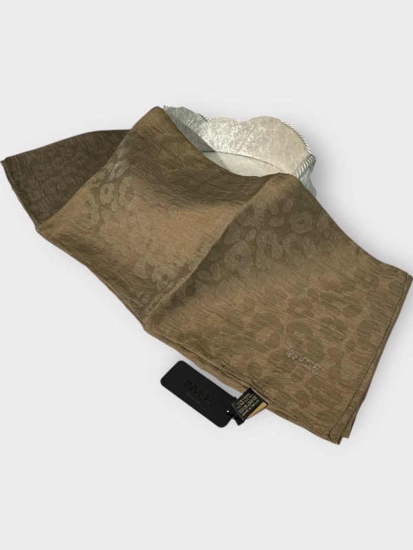 İNVEE 1329 Sütlü Kahve Leopar Şal