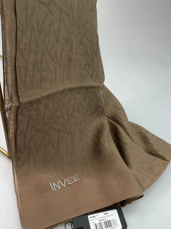 İNVEE 1550 Sütlü Kahve İnvee Desenli Şal