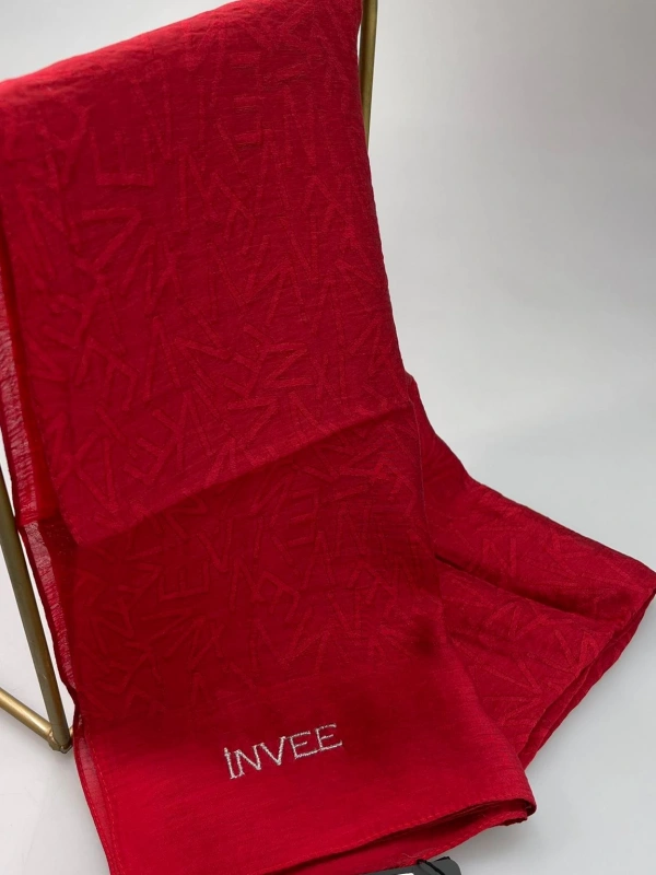 İNVEE 1550 Kırmızı İnvee Desenli Şal