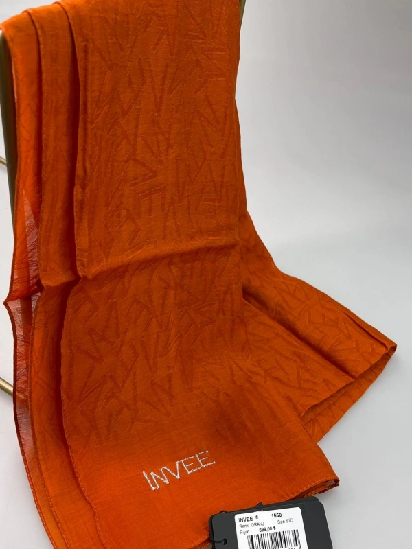 İNVEE 1550 Oranj İnvee Desenli Şal