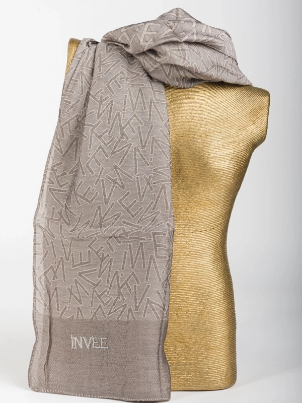 İNVEE 1550 Vizon İnvee Desenli Şal