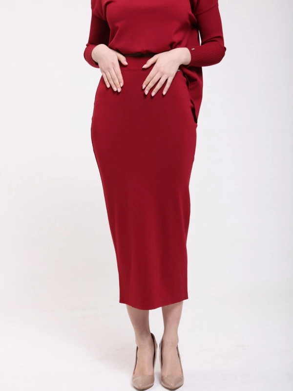 İNVEE 5685 Bordo Triko Etek