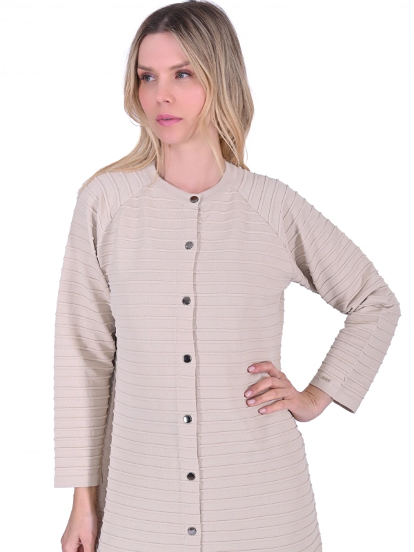 İNVEE 5732 Nervürlü Taş Triko Hırka