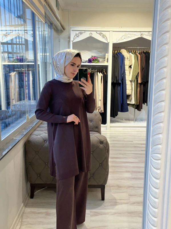 İNVEE 5749 Triko Pantolon - Kahverengi