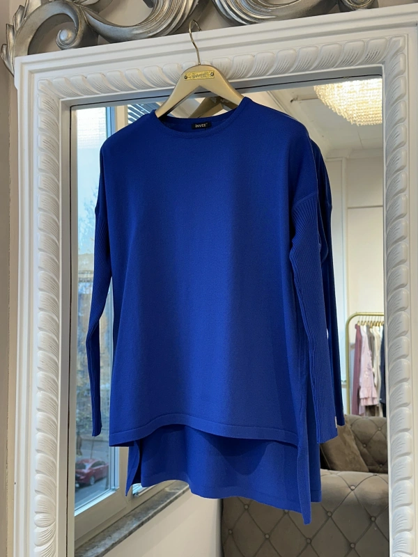 İNVEE 5879 Triko Tunik - Sax