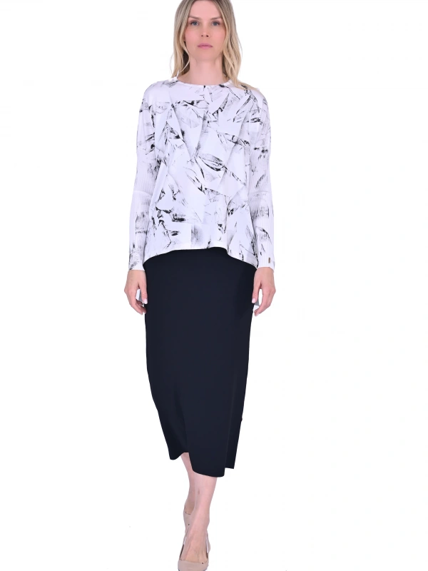 İNVEE 5879 Triko Tunik - Siyah Boyalı