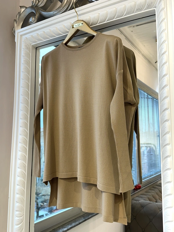 İNVEE 5879 Triko Tunik - Camel
