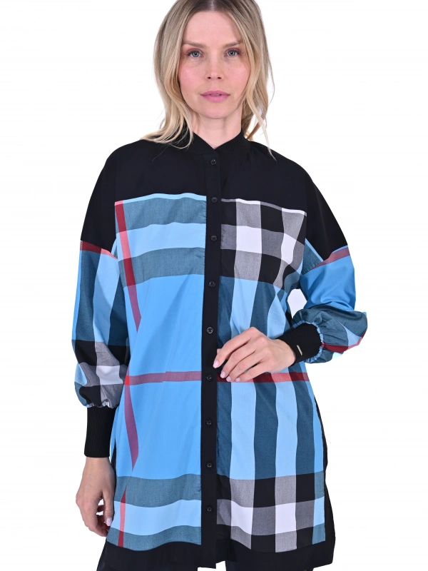 İNVEE Desenli Viskon Gömlek - Mavi