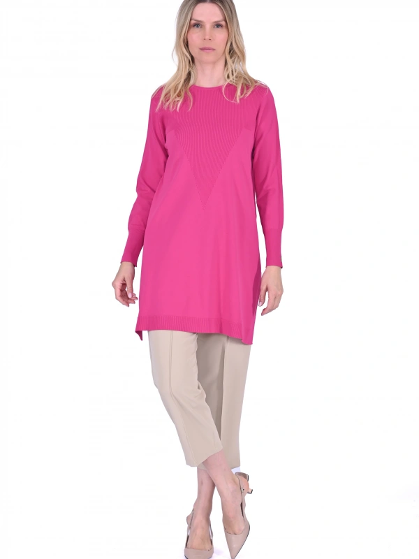 İNVEE 6222 Triko Tunik - Fuşya