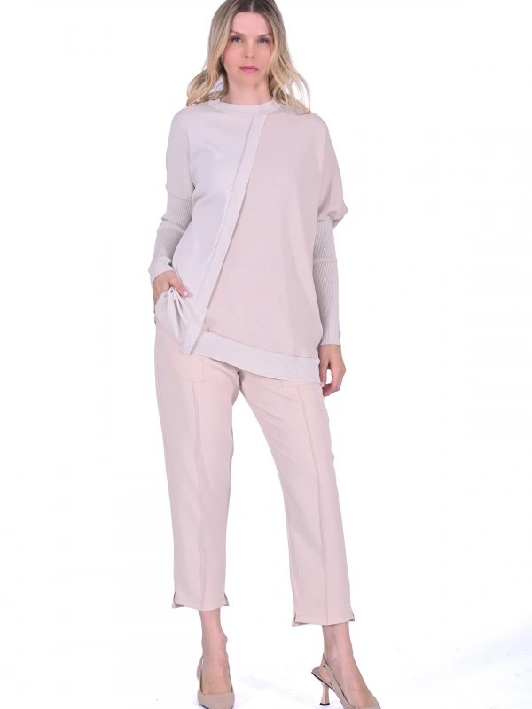 İNVEE 6248 Bej Triko/Caz Tunik