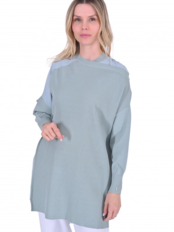 İNVEE Omzu Şifon Detaylı Tunik - Küfrengi