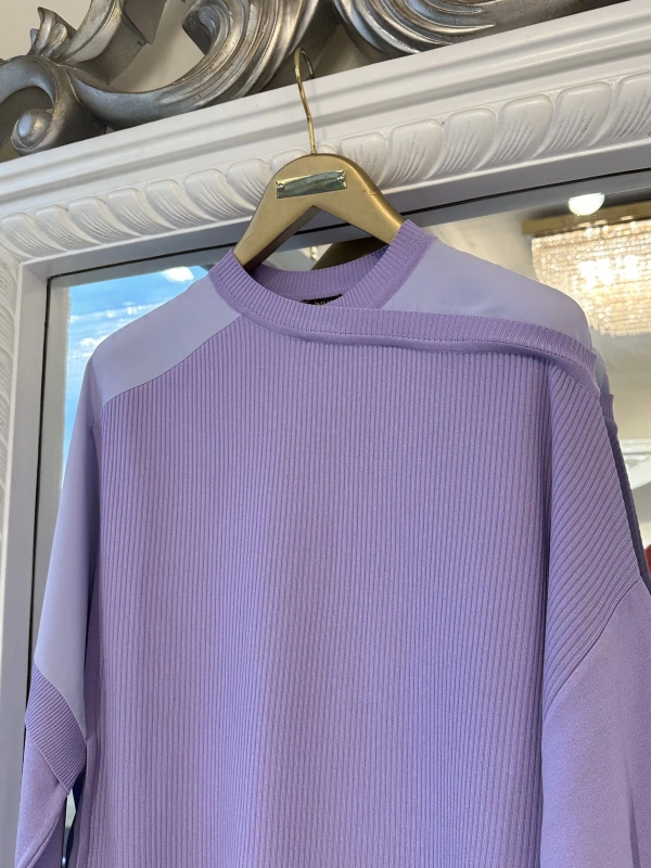 İNVEE Omzu Şifon Detaylı Tunik - Lila