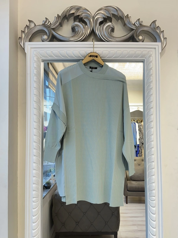 İNVEE Omzu Şifon Detaylı Tunik - Mint