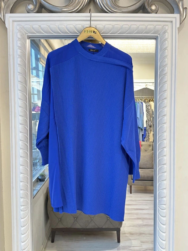 İNVEE Omzu Şifon Detaylı Tunik - Sax