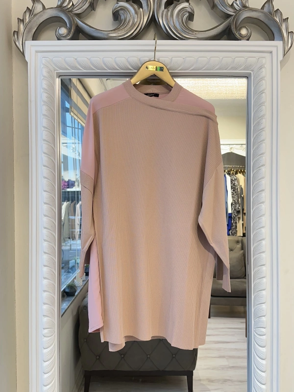 İNVEE Omzu Şifon Detaylı Tunik - Somon