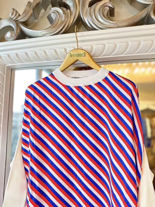 İNVEE 6252 Ekru Triko - Şifon Mix Tunik