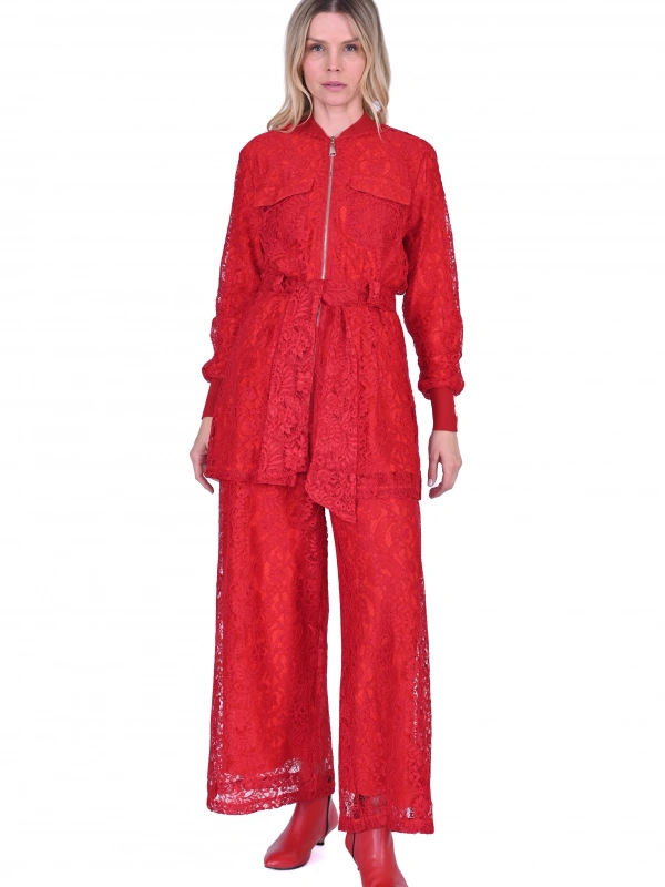 İNVEE 6352 Dantelli Takım - Kırmızı