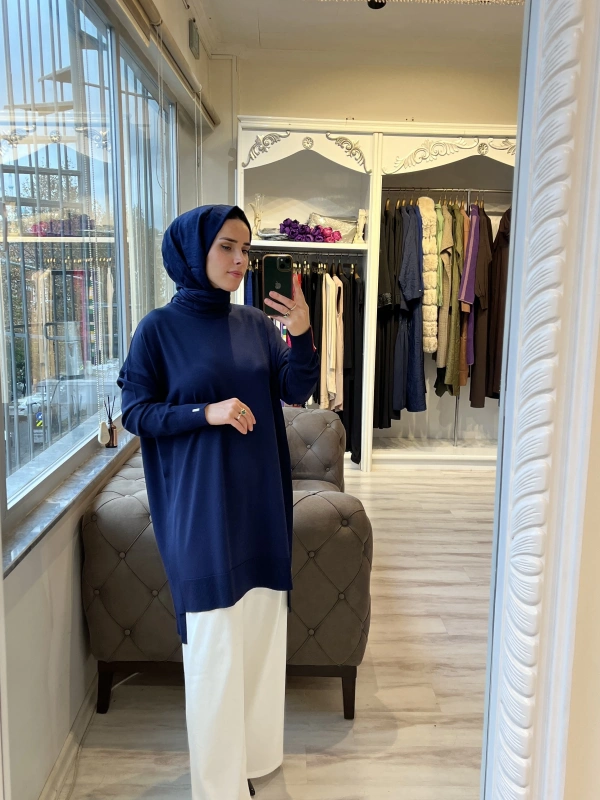 İNVEE 6367 Lacivert Triko Tunik