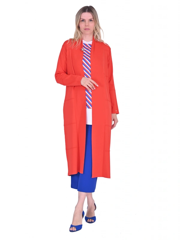 İNVEE 6402 Broş Detaylı Triko Hırka - Oranj