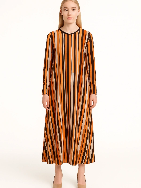 İNVEE 6407 Kahve Triko Elbise