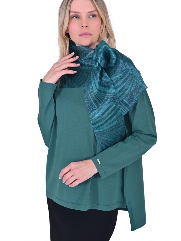 İNVEE 6604 Organze Yakalı Triko Tunik