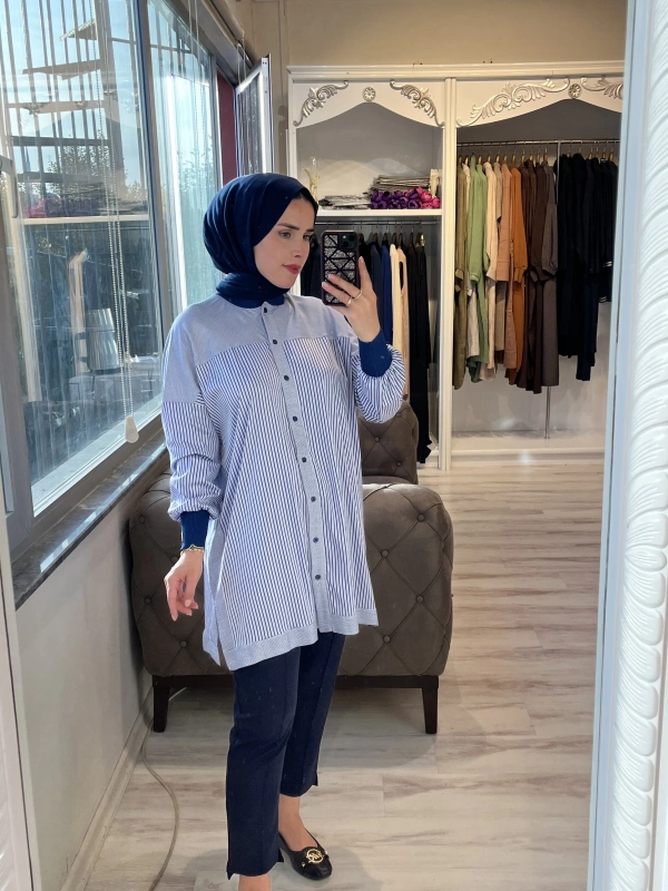 İNVEE 6652 İndigo Gömlek