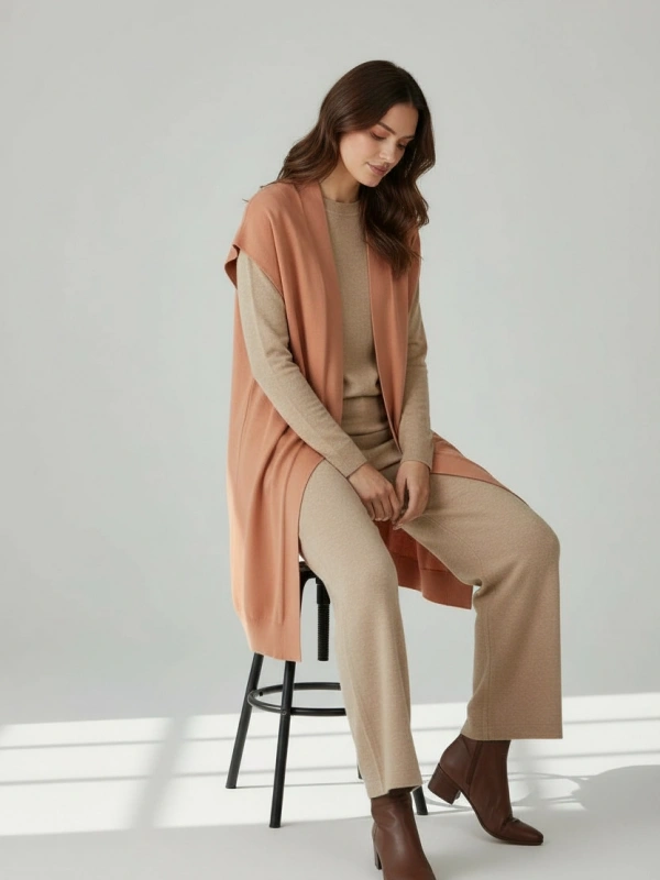 İNVEE 6765 Triko Yelek - Soğan Kabuğu