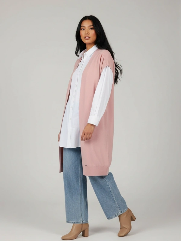 İNVEE 6765 Triko Yelek - Somon