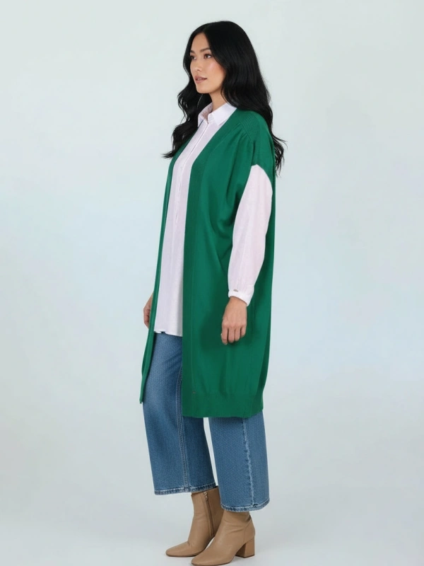 İNVEE 6765 Triko Yelek - Yeşil