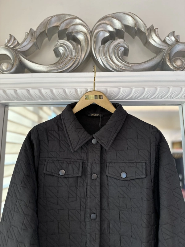 İNVEE 6827 Kapitone Siyah Ceket