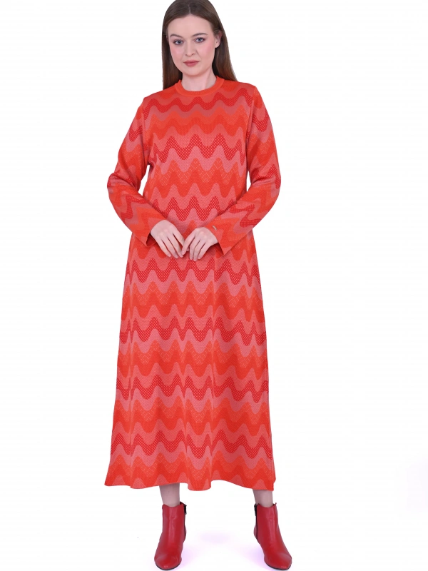 İNVEE 6838 Oranj Triko Elbise