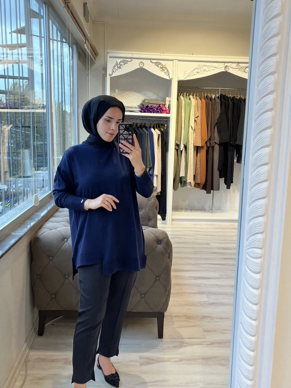 İNVEE 6840 Lacivert Triko Tunik