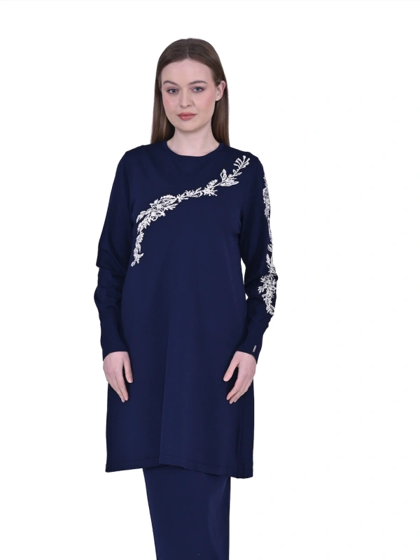 İNVEE 6849 Lacivert Güldalı Triko Tunik