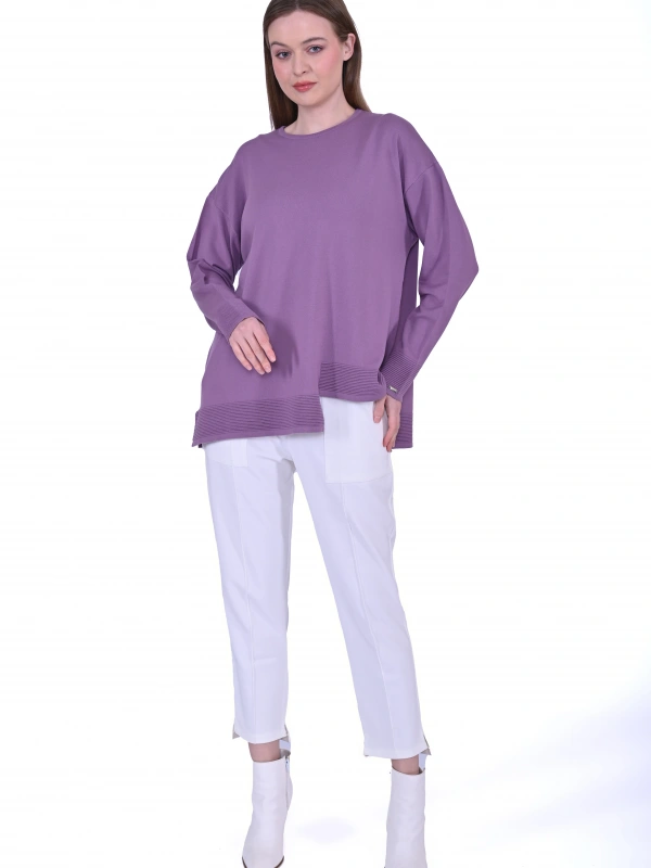 İNVEE 6859 Kısa Triko Tunik - Lila