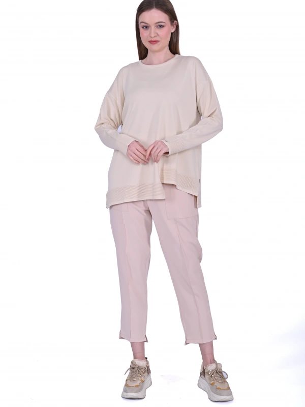 İNVEE 6859 Kısa Triko Tunik - Vanilya