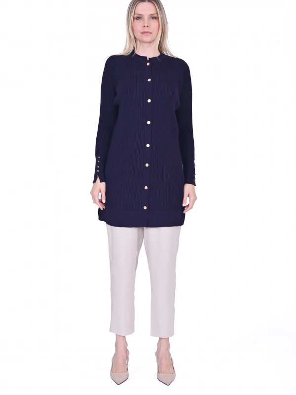 İNVEE 6863 Yün Karışımlı Triko Hırka - Mürdüm