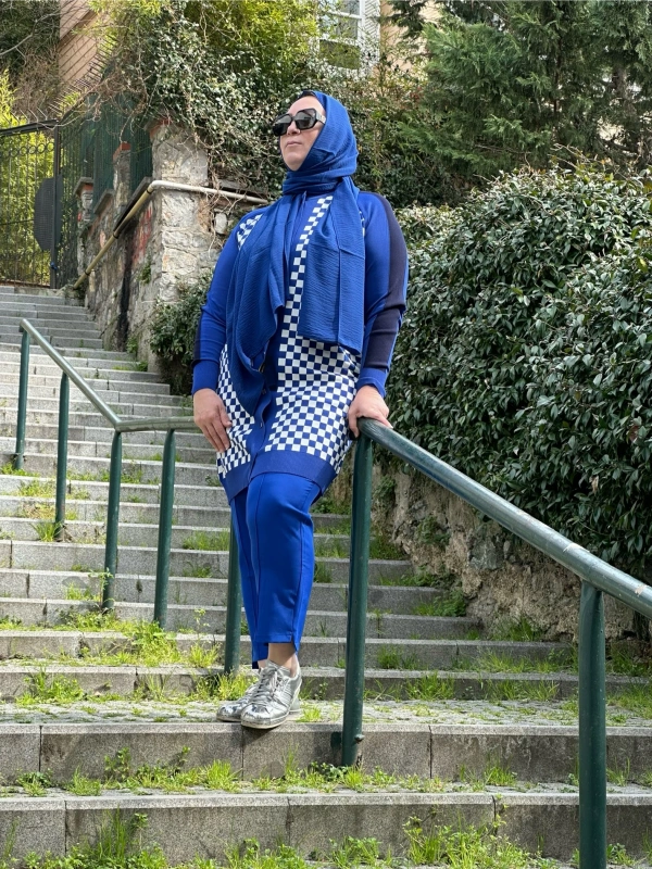 İNVEE 6891 Triko Damalı Hırka